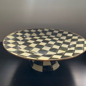 Courtly Check Enamel Pedestal Platter - Large